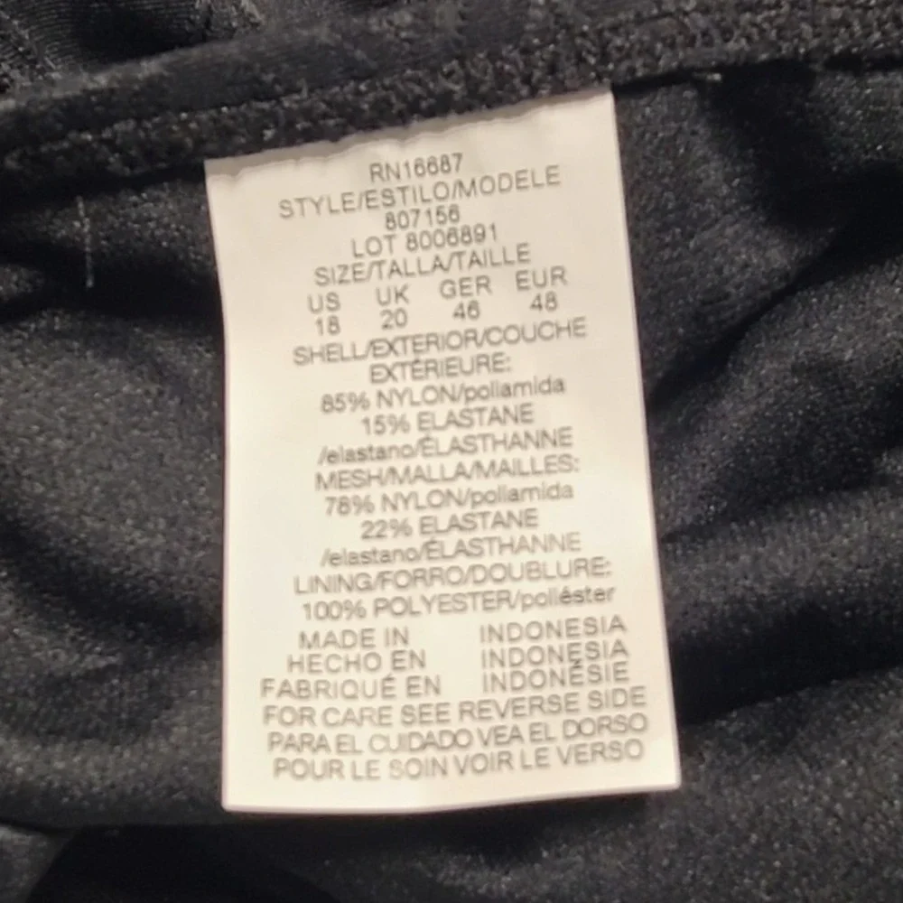 Swim Solutions Women's Black Twist Bra Shirred Mio One Piece Swimsuit 18 NEW - Picture 7 of 7